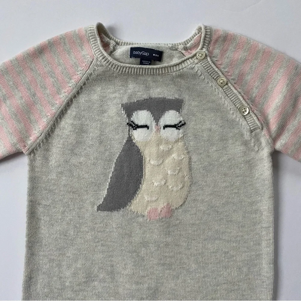 Gap Owl Outfit Size 3 6 Months Knit One Piece Romper Cotton Birds Birder Soft
